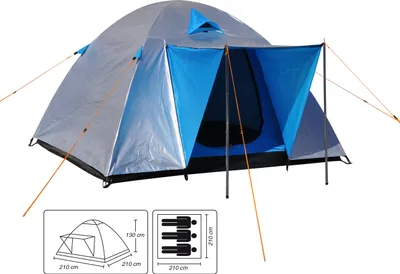 Produktbild von Haushalt International Haushalt Kuppelzelt - 3 Personen - Grau/Blau