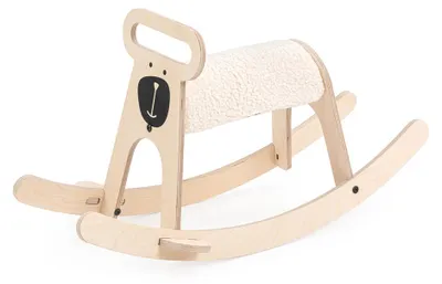 Image de MamaToyz Cheval à bascule Ours en bois Nature 76x24x41cm