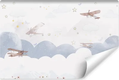 Produktbild von Muralo Vlies Fototapete für Kinderzimmer WOLKEN Flugzeuge Sterne Br. 135cm x Hö. 90cm