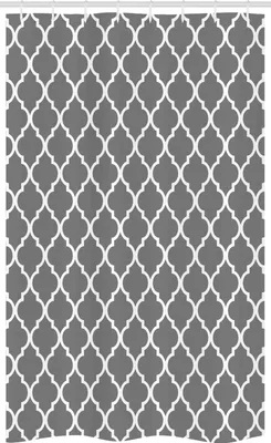 Immagine prodotto di ABAKUHAUS Tenda da doccia stretta grigia, ispirata alla terra, set decorativo per bagno in tessuto con ganci, 120 x 180 cm, grigio bianco