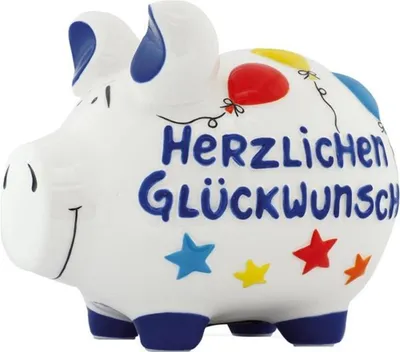 Produktbild von KCG 101578 Spardose Schwein "Herzlichen Glückwunsch" - weiß, mittel