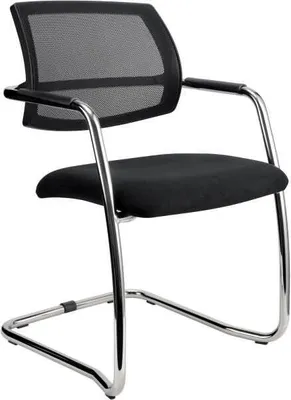 Produktbild von Freischwinger Besucherstuhl Ergo verchromt mit Armlehnen und Netzrücken 2- er Set