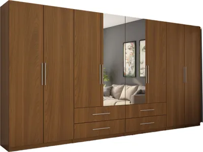 Produktbild von Meblast | Kleiderschrank 400x220 cm mit 2 Spiegeln - Kirsche Porto - Garderobe mit Regalen, Schubladen und Kleiderstange | Klassischer Stil