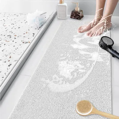 Obrázok produktu pre Protisklzová podložka pod sprchu, PVC, 40 x 80 cm, biela, s odtokovými otvormi