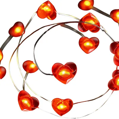 Produktbild von Rote Herz-Lichterkette 3 m, 30 LEDs, batteriebetrieben, ideal für Valentinstag, Weihnachten, Hochzeit oder Jahrestag