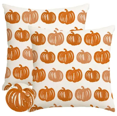Kissenbezüge 2er-Set 45x45 cm Kürbis Herbstdeko