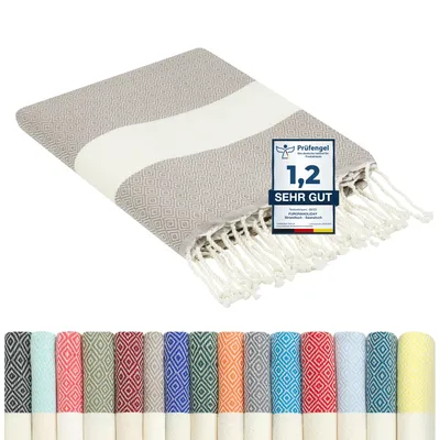 Produktbild von Strandtuch Baumwolle - groß, leicht, dünn, kompakt | Hamamtuch Saunatuch, Strandhandtuch - Damen & Herren | Farbe: Braun, Größe: 100x200cm