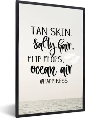 Produktbild von MuchoWow® Gerahmtes Poster Sommer - Meer - Zitat 60x90 cm - Poster mit Schwarzem Bilderrahmen Wandposter Rahmen Foto Bilder - Kunst