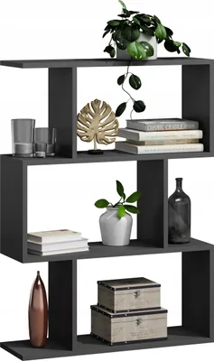 Produktbild von MATKAM BASK 3 Bücheregal aus Holzspanplatten, B/H/T 76,4x107x28cm, Standregal, Würfelregal, freistehend, perfekt als Raumtrenner (Schwarz)