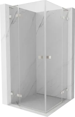 Image de Mexen Lunar L Duo cabine de douche pivotante 100 x 100 cm, transparent, nickel brossé - 834L-100L-100P-97-00