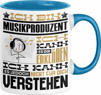 Produktbild von Musikproduzent Geschenk Kaffee-Tasse Geschenkidee für Musikproduzent Ich Bin Musikproduzent Ich Kann Es Dir Erklären Jedoch Nicht Für Dich Verstehen Spruch Lustig (Blau)
