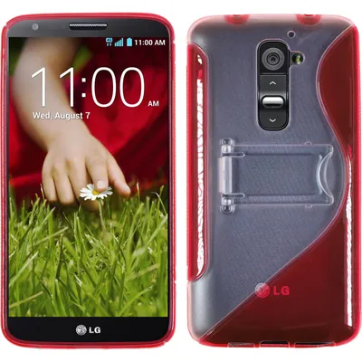 Produktbild von PhoneNatic Case kompatibel mit LG G2 - rot Silikon Hülle  + 2 Schutzfolien
