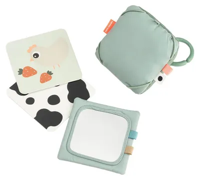 Zdjęcie produktu dla Etui na karty Done By Deer z lusterkiem „Tiny Farm” – zielone  Dla dzieci – zielone – jeden rozmiar