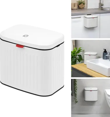 Image de eluno Poubelle, poubelle de cuisine et de salle de bain 3 litres, blanc