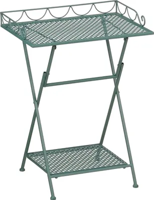 Produktbild von Mica Decorations Marseille Balkontisch – Pflanzenregal – 50 x 38 x 68 cm – Beistelltisch – Wetterfestes Eisen – Balkon Möbel – Grün