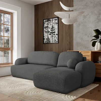 Produktbild von Masseno Ecksofa MODENZA N R-S mit Schlaffunktion L-Form, Sofa mit Bettkasten, Wohnzimmersofa, Couch, Soffa, Bettsofa, Couchgarnitur- Grau, NOW OR NEVER 92