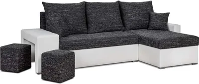Produktbild von Ecksofa mit Schlaffunktion HUBERT2 - Schwarz/Weiß
