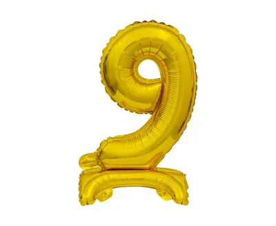 Immagine prodotto di Pallone in foil numero 9 oro in piedi