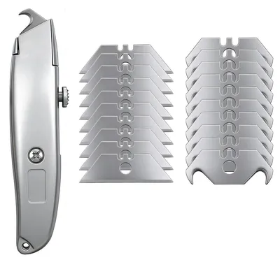 Image de Jeu d'outils de coupe pour tapis, robuste, avec 20 lames de rechange