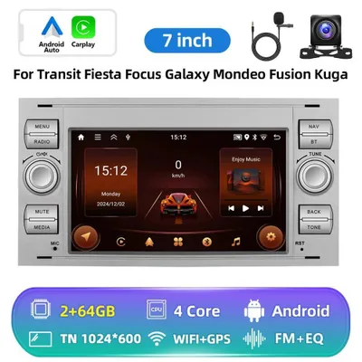 Produktbild von Autoradio mit CarPlay & Android Auto - Doppel-DIN - 22,9 cm Touchscreen - GPS Navigation - Dual-USB - Lenkradsteuerung - Rückfahrkamera inkl. - Braun