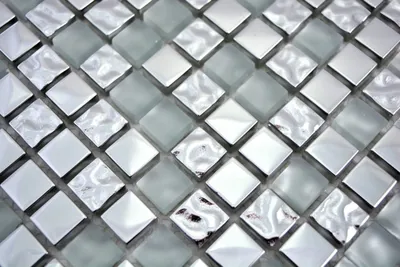Produktbild von Handmuster Mosaikfliese Transluzent Glasmosaik Crystal EP Silber Glas gefrostet MOS92-0217_m