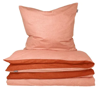 Produktbild von SCHIESSER Bettwäscheset Doubleface | Unifarben | Renforcé | 2-teilig | 100% Baumwolle | Angenehm weich & glatt | YKK-Reißverschluss | 155x220 cm + 80x80 cm | Terrakotta