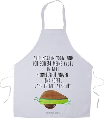 Produktbild von Mr. & Mrs. Panda Schürze Avocado Yoga - Weiß - Geschenk, Küchenschürze, Bauch, Unsportlich, Koch, Hilfe, Haha, Kochschürze, Humor, Küchenzubehör, Gastro