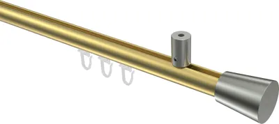 Produktbild von Interdeco Innenlaufstange / Gardinenstange mit Innenlauf Messing-Optik / Edelstahl-Optik, Typ Sonius Sitra (Konus) Deckenmontage, 20 mm Ø 1-läufig, 220 cm