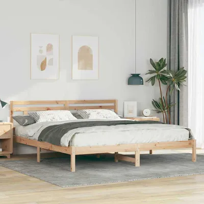 Produktbild von Bettgestell mit Kopfteil Braun 200 x 200 cm Kiefernholz