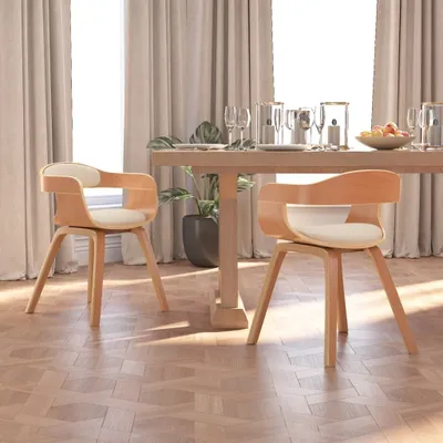 Produktbild von The Living Store Esszimmerstühle 2 Stk. Creme Bugholz und Kunstleder