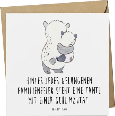 Produktbild von Mr. & Mrs. Panda Grußkarte Tante Geheimzutat - Weiß - Geschenk, Rezept, Glückwunschkarte, Verwandtschaft, doppelkarte, anlasskarte, Liebe, Jubiläen, Nichte, faltkarte