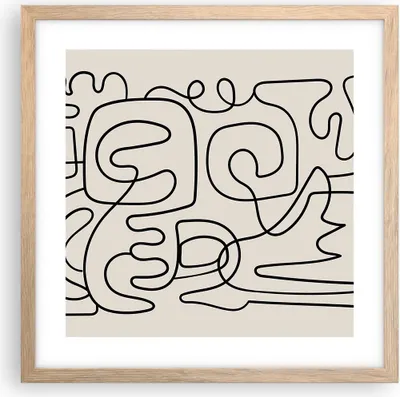 Produktbild von Gerahmtes Poster - Rahmen in heller Eiche - Linien Figuren Formen - 40x40 cm - Wand Bild - Wanddeko - Wandbilder - Kunstposter - Wandposter - Bilderrahmen - Bilder - Kunstdruck - P2NAC40x40-5121