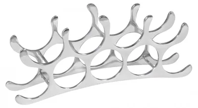 Produktbild von Design Aluminium Weinregal 9 Flaschen in Silber 55x20x12 cm, Flaschenregal Wein Zubehör Edel modern, Metall Deko Weinflaschen Halter Schmal Küche Regal, Alu Flaschenständer liegend