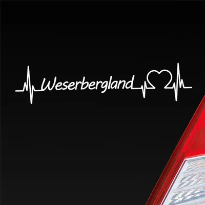 Produktbild von Auto Aufkleber Weserbergland Puls Herzschlag mit Ferien Region Motiv 19x4 cm Weiss Matt Sticker Heckscheibenaufkleber