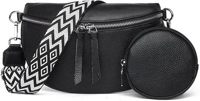 Image de Sac à bandoulière noir en cuir pour femme