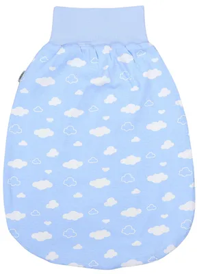 Produktbild von TupTam Baby Strampelsack mit breitem Bund – Unwattierter Schlafsack Baby aus Baumwolle für Frühling & Sommer, Farbe: Wolken Blau, Größe: 6 - 12 Monate