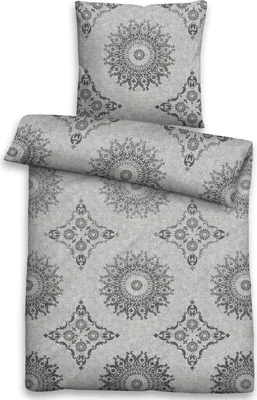 Produktbild von Biberna Melange Flanell-Wendebettwäsche 840509-017, Größe 135x200 cm grau