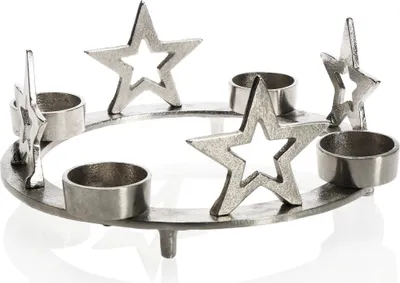 Produktbild von com-four® Teelichthalter aus Metall mit Stern Motiv - dekorativer Kerzenständer für die Winterzeit - Teelichthalter Weihnachten - Weihnachtsdeko
