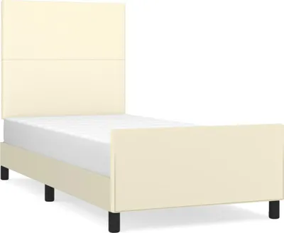 Productafbeelding van vidaXL Bedframe met hoofdeinde, crème, 80x200 cm, kunstleer