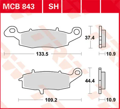 Produktbild von TRW Bremsbelagsatz MCB843 VN900 Classic VN900B VZ1600 Marauder VNT60B