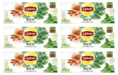 Produktbild von Lipton Pfefferminztee mit Eukalyptus 6x 20 Teebeutel - Minze Kräutertee Tee