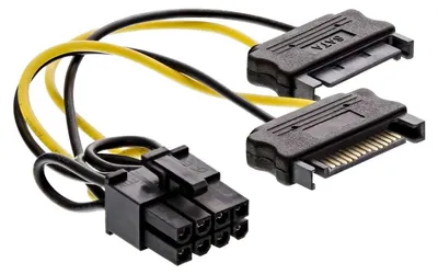 Obrázek produktu pro InLine 26628D, 2 x SATA 15-pin, PCI-E (8-pin), 0,15 m, Samec, Samice, Přímý