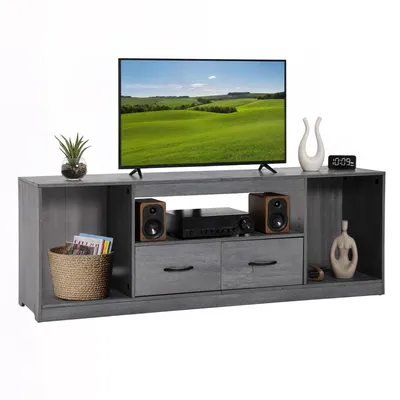 Produktbild von TV-Schrank bis 65 Zoll, Lowboard mit 2 Stoffschubladen, Fernsehtisch, Fernsehbank, 148 x 30 x 50 cm, Grau