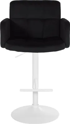 Produktbild von 2er Set Barhocker SUTUN - Samt Schwarz 60x56x93 cm Weiß | Barstuhl Höhenverstellbar Mit Lehne Drehbar Tresenhocker Tresenstuhl Kneipenhocker