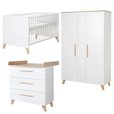 Produktbild von roba Babyzimmer Set Leon 3-teilig - Bestehend aus Babybett, Wickelkommode und Kleiderschrank