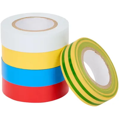 Produktbild von 5 Rollen Isolierband in 5 unterschiedlichen Farben je 10 m x 15 mm