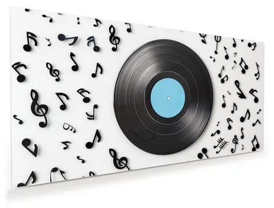 Produktbild von Glasbild 110x55cm in XXL für Wohnzimmer, Schlafzimmer Motiv Schallplatte Musik