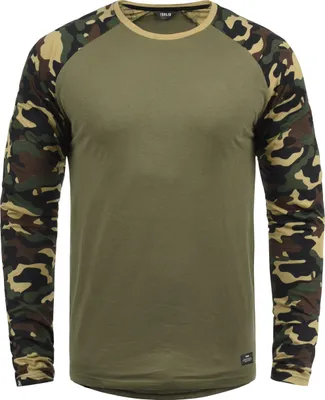 Produktbild von SOLID SDCajus Herren Longsleeve Langarmshirt Shirt mit Camouflage-Muster Rundhals-Ausschnitt Baumwollmischung Regular fit
