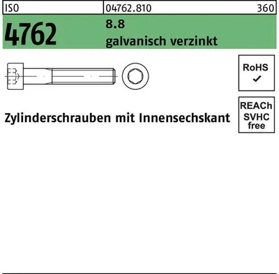Produktbild von Reyher  Zylinderschr. m.I.-6kt ISO 4762 8.8 M 10x300 galv. vz (50 Stück)