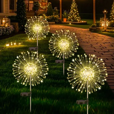 4er-Pack Solarleuchten, 120 LEDs, 8 Modi, warmweiß, wasserdicht
